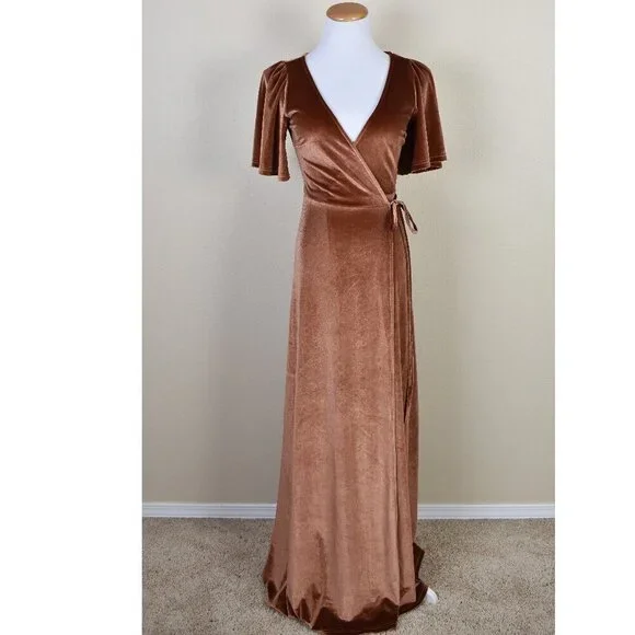 Baltic Born Meghan Wrap Velvet SPICE Maxi Dress NEW XS - Picture 1 of 8